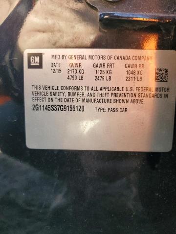 2016 CHEVROLET IMPALA LTZ - 2G1145S37G9155120