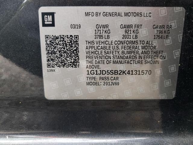2019 CHEVROLET SONIC LT - 1G1JD5SB2K4131570