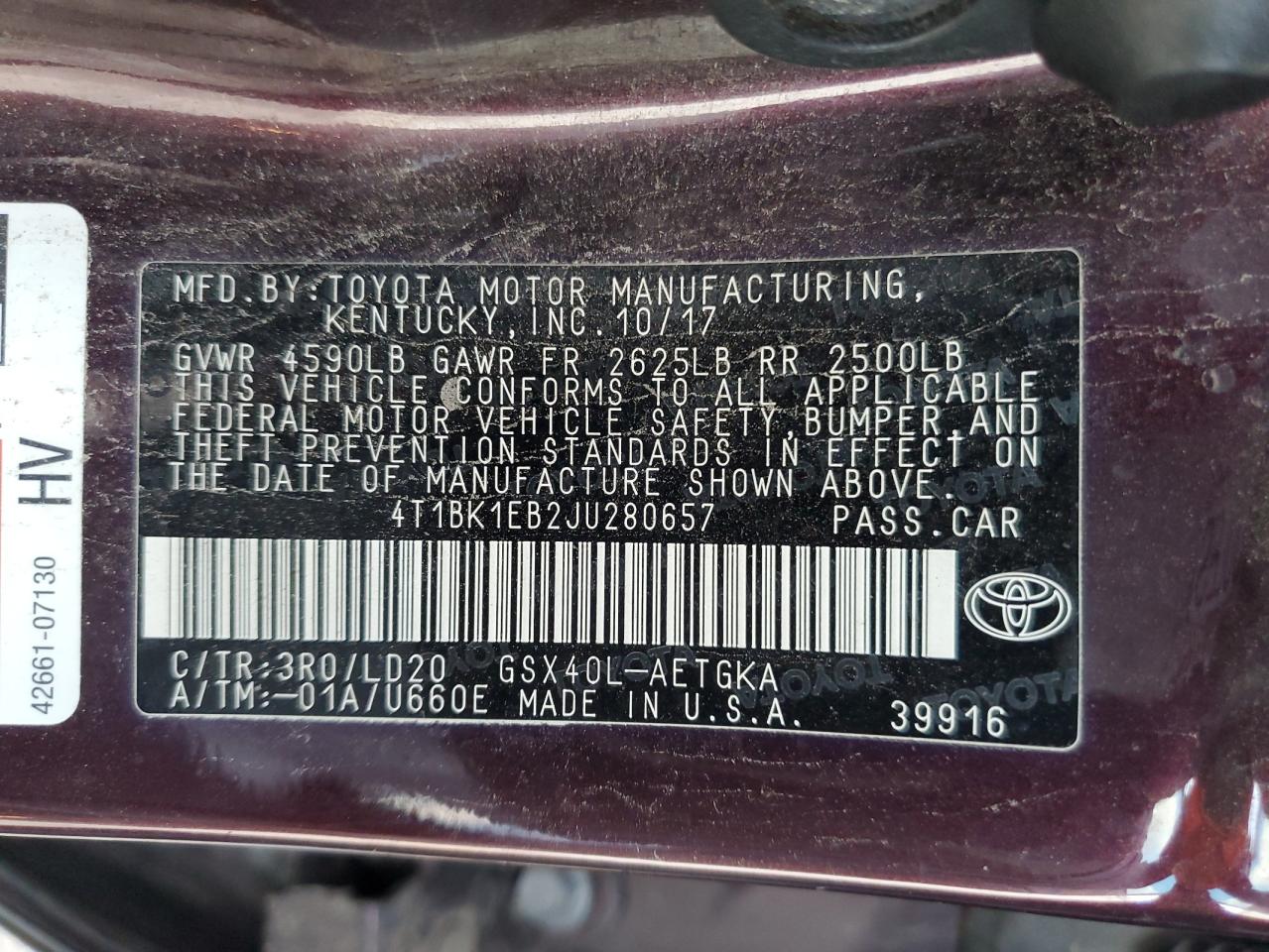 Lot #2994255958 2018 TOYOTA AVALON XLE