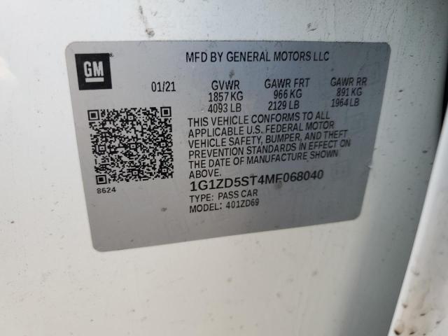 2021 CHEVROLET MALIBU LT - 1G1ZD5ST4MF068040