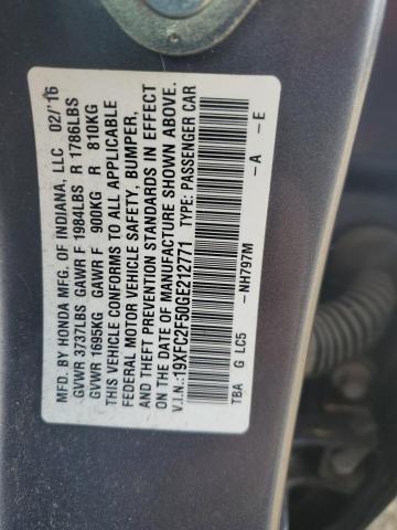 VIN 19XFC2F50GE212771 2016 HONDA CIVIC no.12