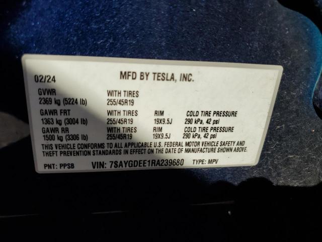 VIN 7SAYGDEE1RA239680 2024 TESLA MODEL Y no.12