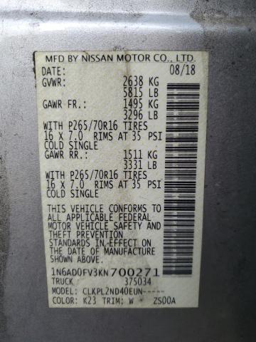 VIN 1N6AD0FV3KN700271 2019 Nissan Frontier, SV no.13