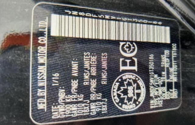 2016 NISSAN JUKE NISMO JN8DF5MV1GT350186