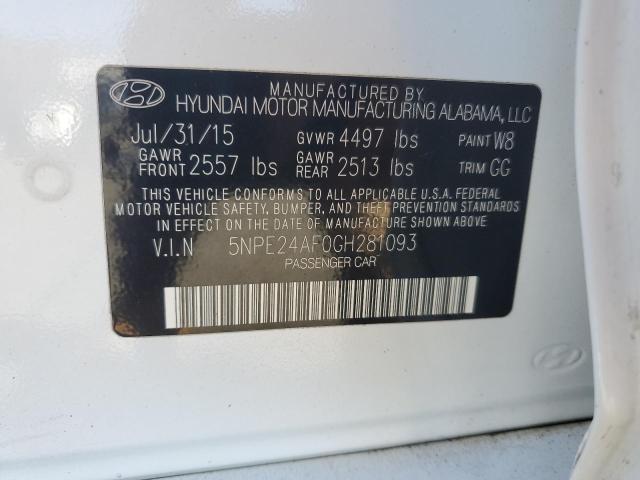 2016 HYUNDAI SONATA 5NPE24AF0GH281093