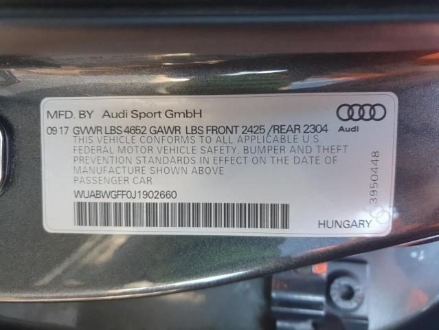 2018 AUDI RS3 WUABWGFF0J1902660