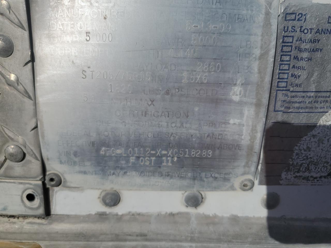 Lot #3317831231 1999 PELS TRAILER