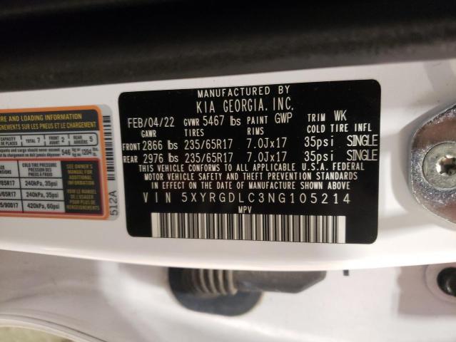2022 KIA SORENTO LX - 5XYRGDLC3NG105214
