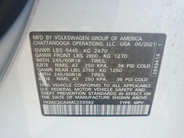 2021 VOLKSWAGEN ATLAS CROS - 1V2AC2CA4MC233362