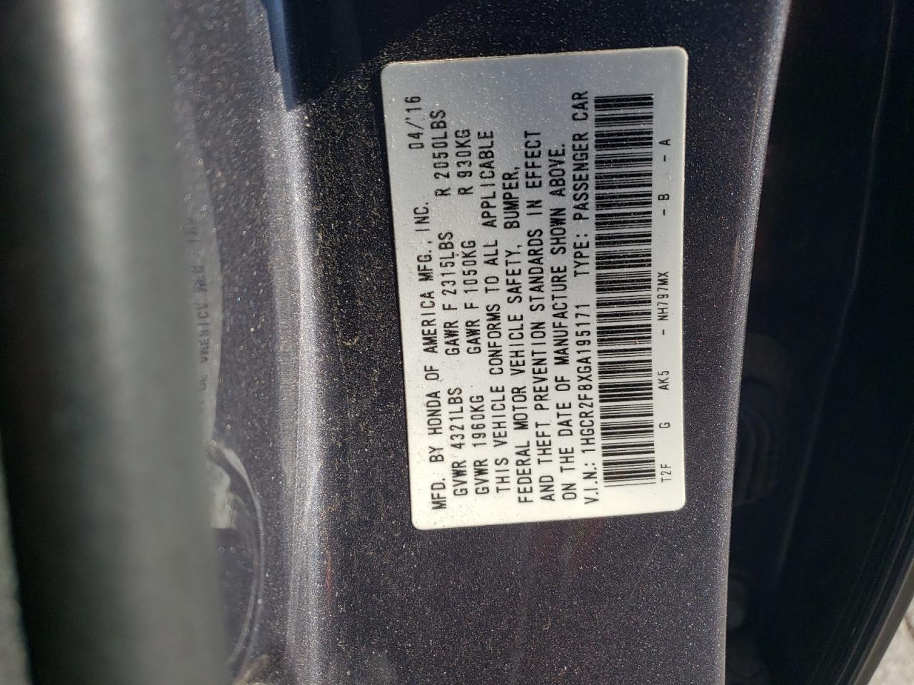 Lot #2996626597 2016 HONDA ACCORD EXL