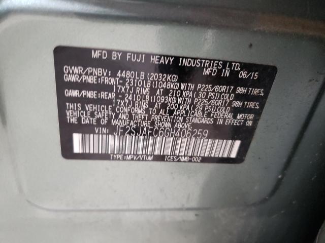 2016 SUBARU FORESTER 2 JF2SJAFC6GH406259