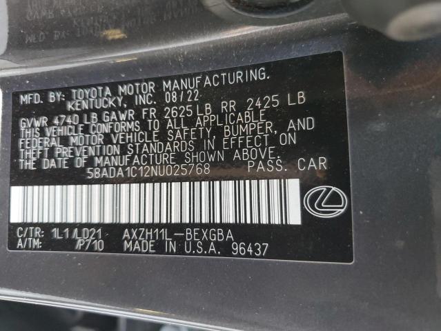 2022 LEXUS ES 300H BA 58ADA1C12NU025768