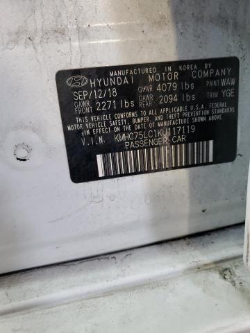 2019 HYUNDAI IONIQ SEL - KMHC75LC1KU117119