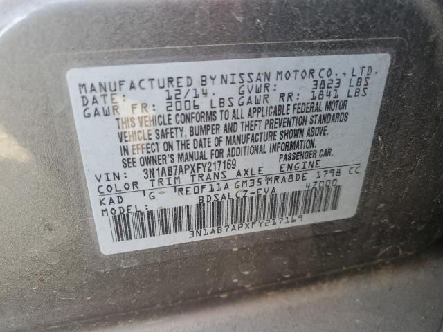 VIN 3N1AB7APXFY217169 2015 Nissan Sentra, S no.13