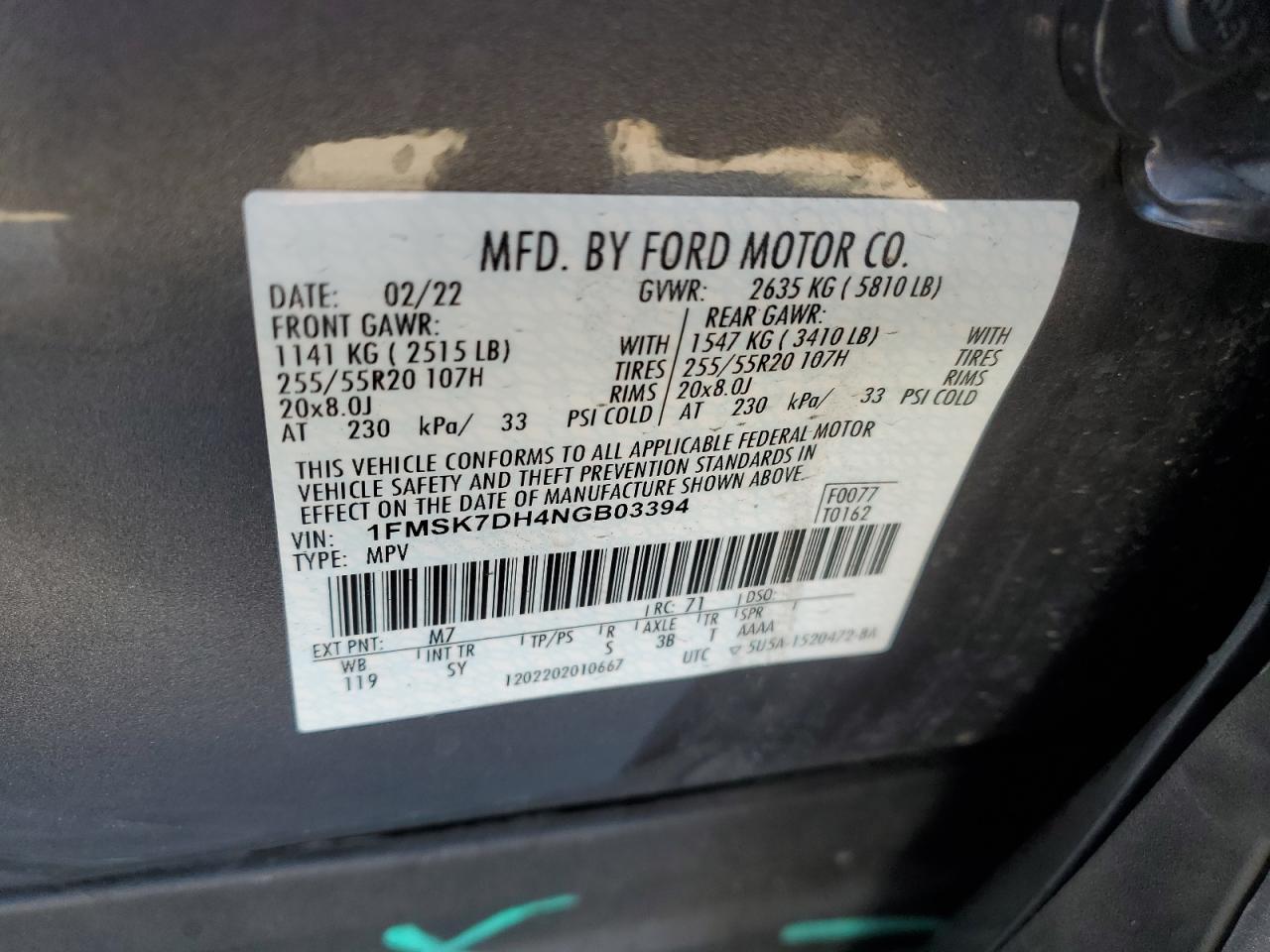 Lot #2972298432 2022 FORD EXPLORER X