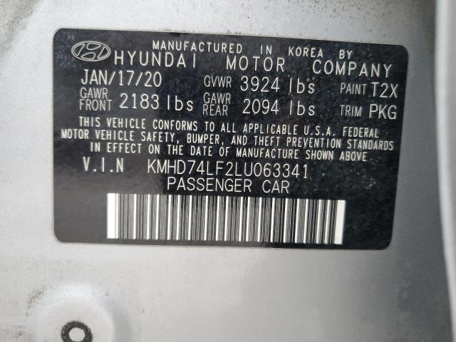 VIN KMHD74LF2LU063341 2020 HYUNDAI ELANTRA no.12