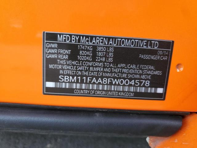 2015 MCLAREN AUTOMOTIVE 650S SPIDE SBM11FAA8FW004578