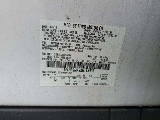 VIN 1FAHP2MK2KG113437 2019 FORD TAURUS no.12