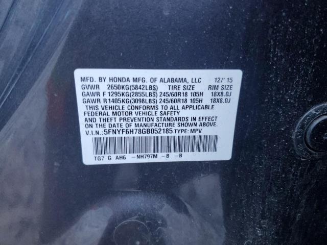 2016 HONDA PILOT EXLN - 5FNYF6H78GB052185