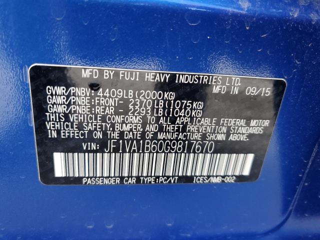 2016 SUBARU WRX - JF1VA1B60G9817670