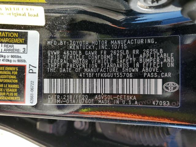 VIN 4T1BF1FK6GU155706 2016 TOYOTA CAMRY no.12