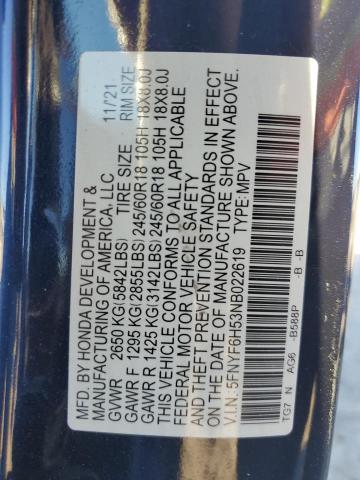 2022 HONDA PILOT EXL - 5FNYF6H53NB022619