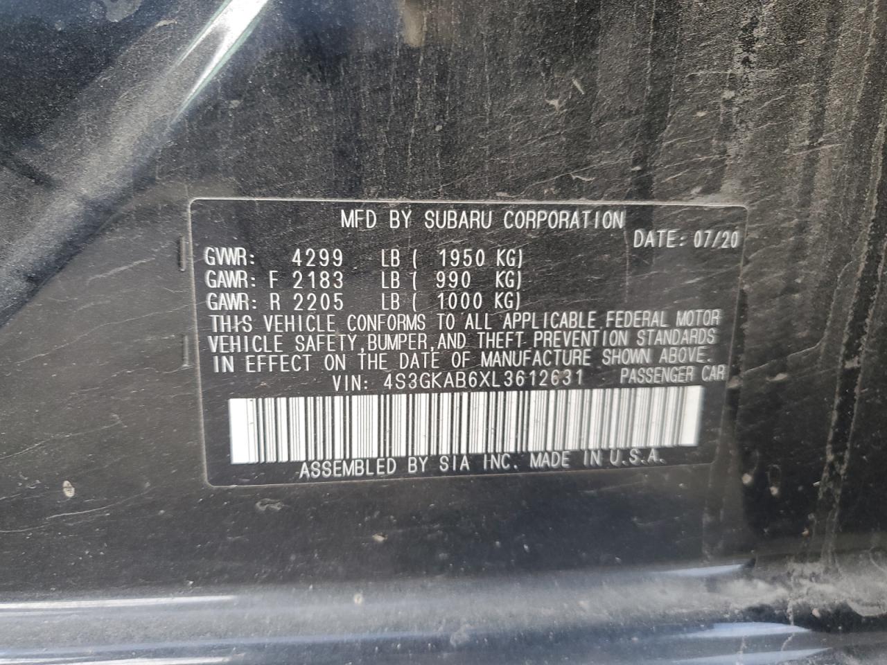 Lot #2991612008 2020 SUBARU IMPREZA