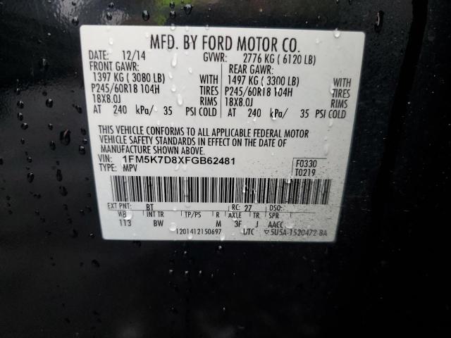 2015 FORD EXPLORER X - 1FM5K7D8XFGB62481