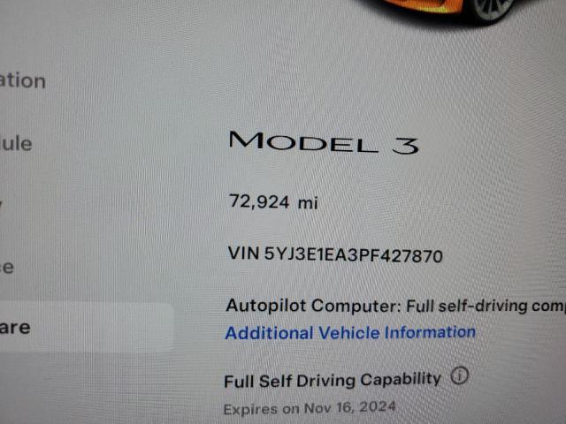 VIN 5YJ3E1EA3PF427870 2023 TESLA MODEL 3 no.9