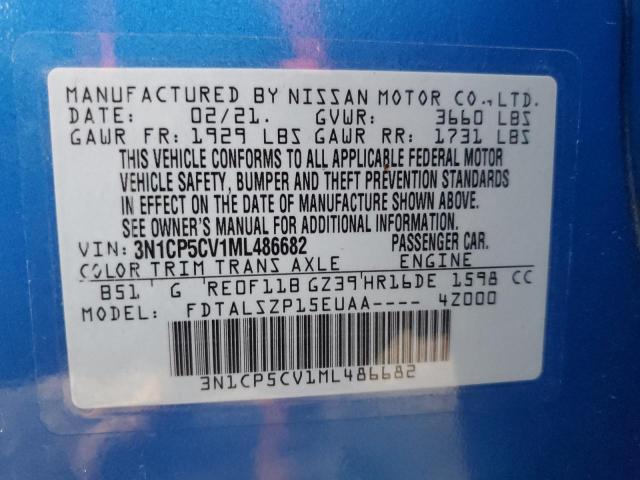 VIN 3N1CP5CV1ML486682 2021 NISSAN KICKS no.14