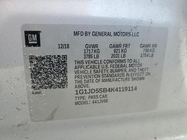 VIN 1G1JD5SB4K4119114 2019 Chevrolet Sonic, LT no.13