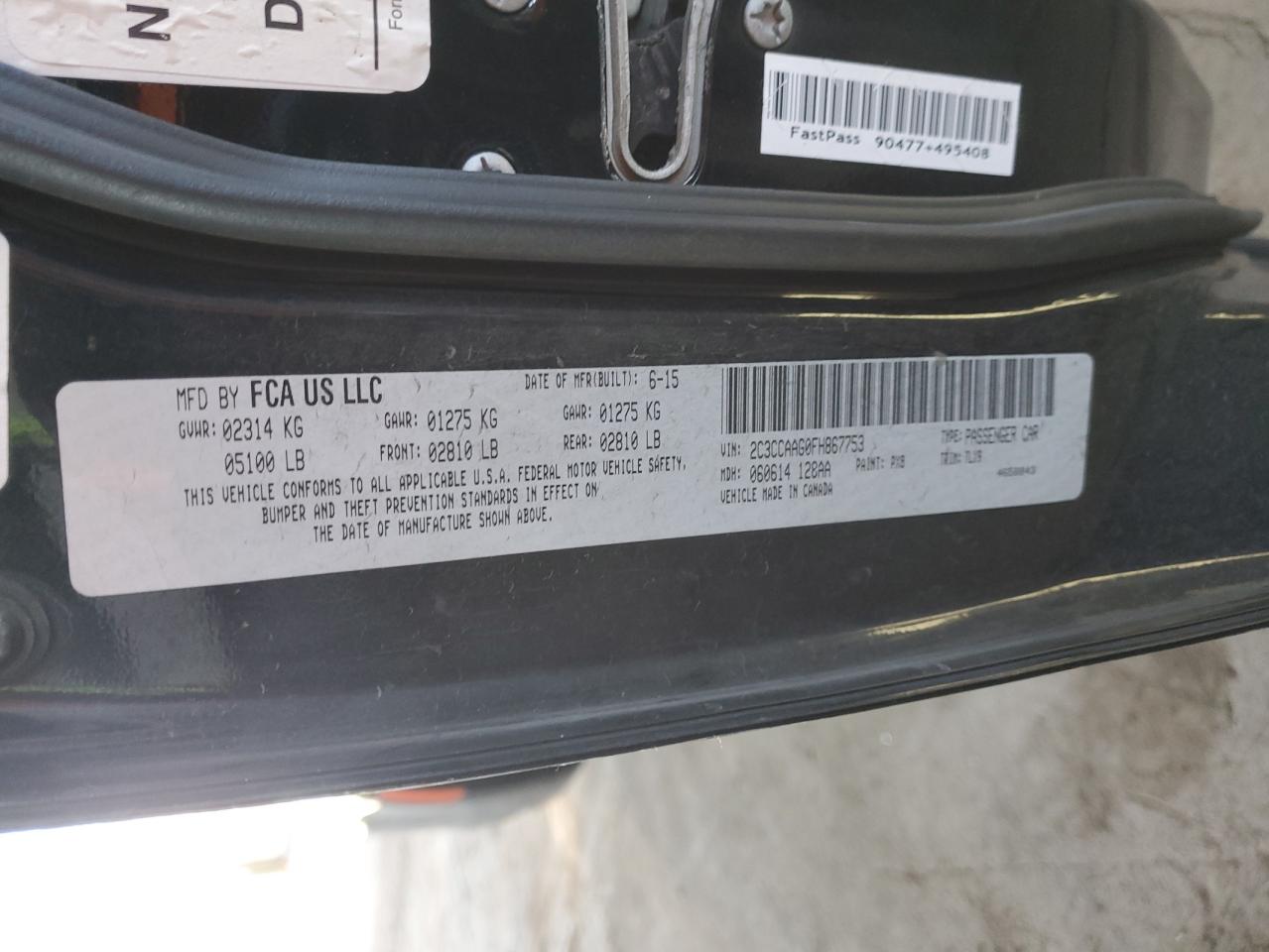 2C3CCAAG0FH867753 - 2015 CHRYSLER 300 - #80642724