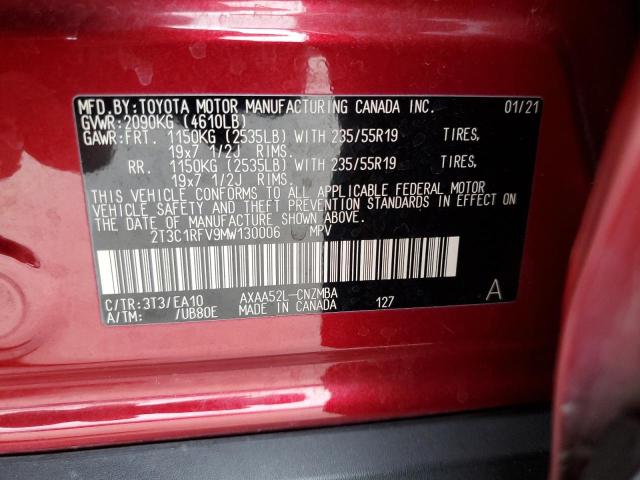 VIN 2T3C1RFV9MW130006 2021 TOYOTA RAV4 no.13