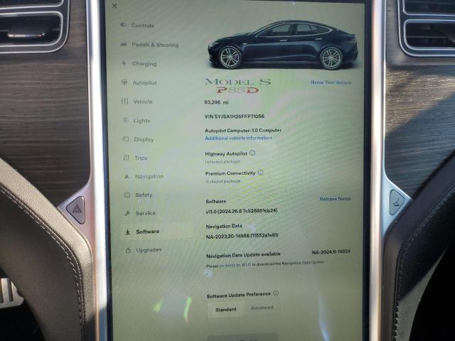 2015 TESLA MODEL S 85 5YJSA1H26FFP71056