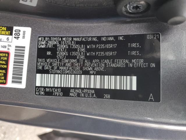 2021 TOYOTA SIENNA XLE - 5TDYRKEC6MS036009
