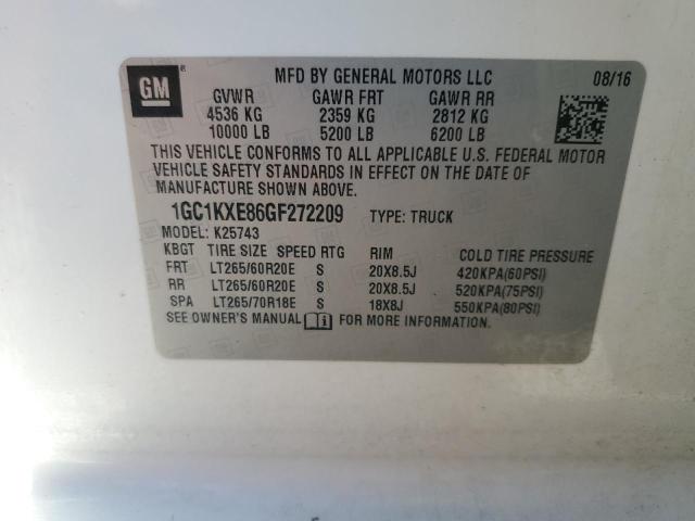 2016 CHEVROLET SILVERADO - 1GC1KXE86GF272209