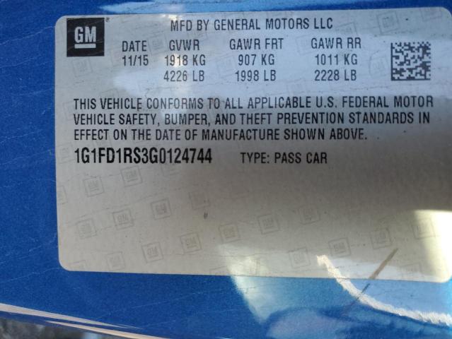 2016 CHEVROLET CAMARO LT - 1G1FD1RS3G0124744