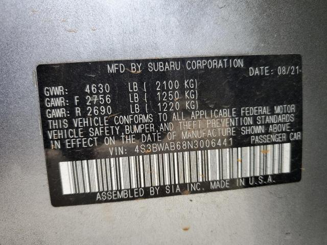 2022 SUBARU LEGACY 4S3BWAB68N3006441