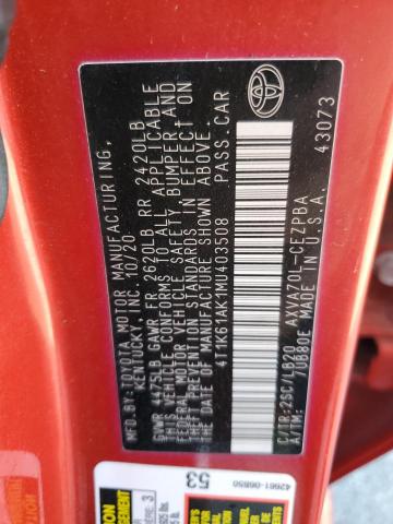 2021 TOYOTA CAMRY XSE - 4T1K61AK1MU403508