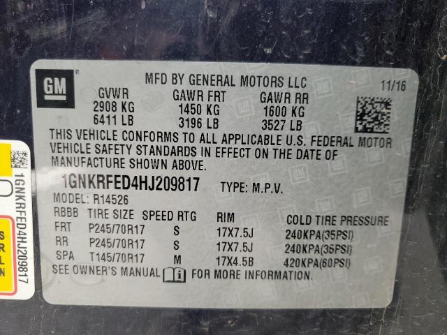 2017 CHEVROLET TRAVERSE L - 1GNKRFED4HJ209817