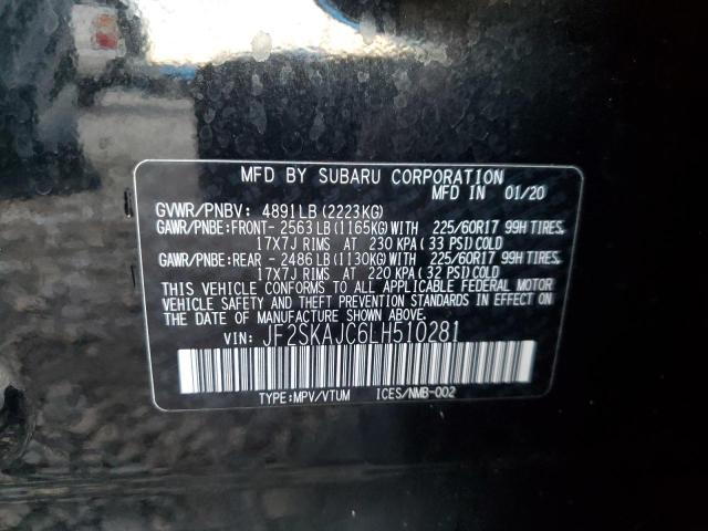2020 SUBARU FORESTER JF2SKAJC6LH510281