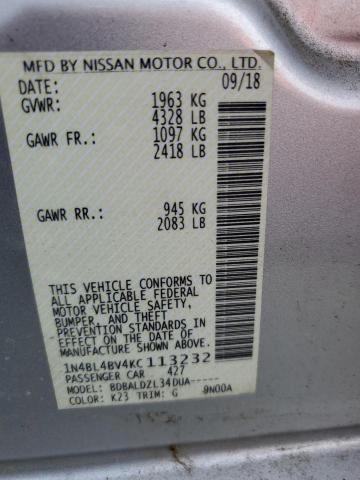 2019 NISSAN ALTIMA S - 1N4BL4BV4KC113232