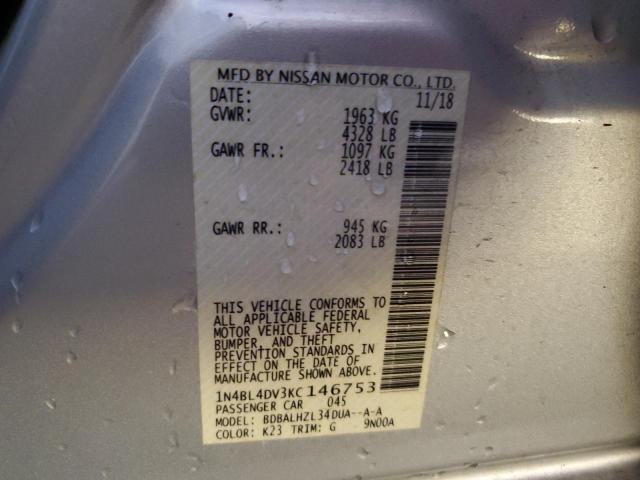 2019 NISSAN ALTIMA SV - 1N4BL4DV3KC146753