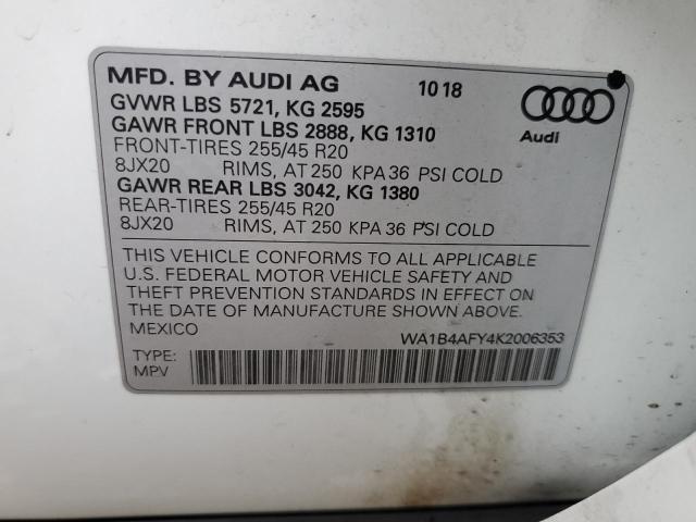 2019 AUDI SQ5 PREMIU WA1B4AFY4K2006353