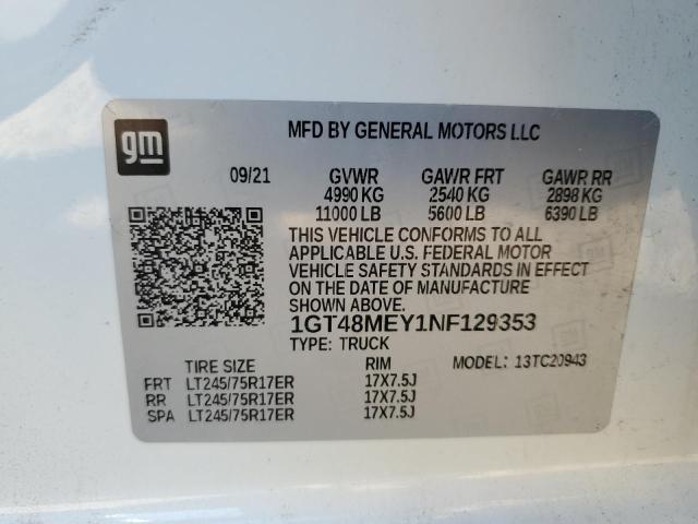 2022 GMC SIERRA C25 1GT48MEY1NF129353