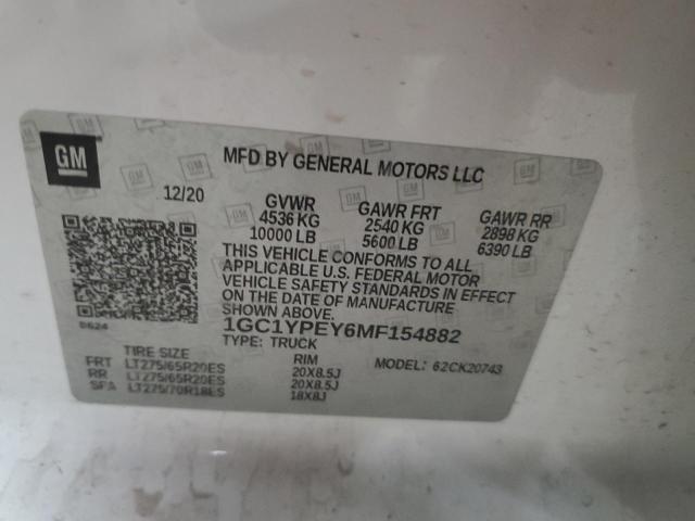 VIN 1GC1YPEY6MF154882 2021 CHEVROLET ALL MODELS no.12