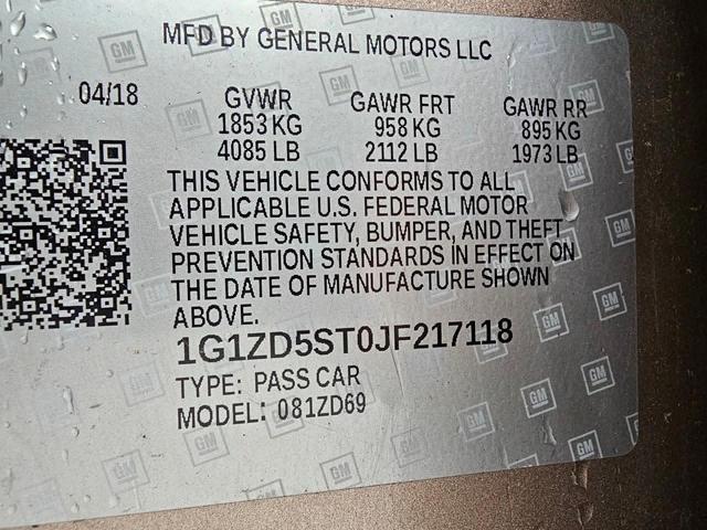 2018 CHEVROLET MALIBU LT - 1G1ZD5ST0JF217118
