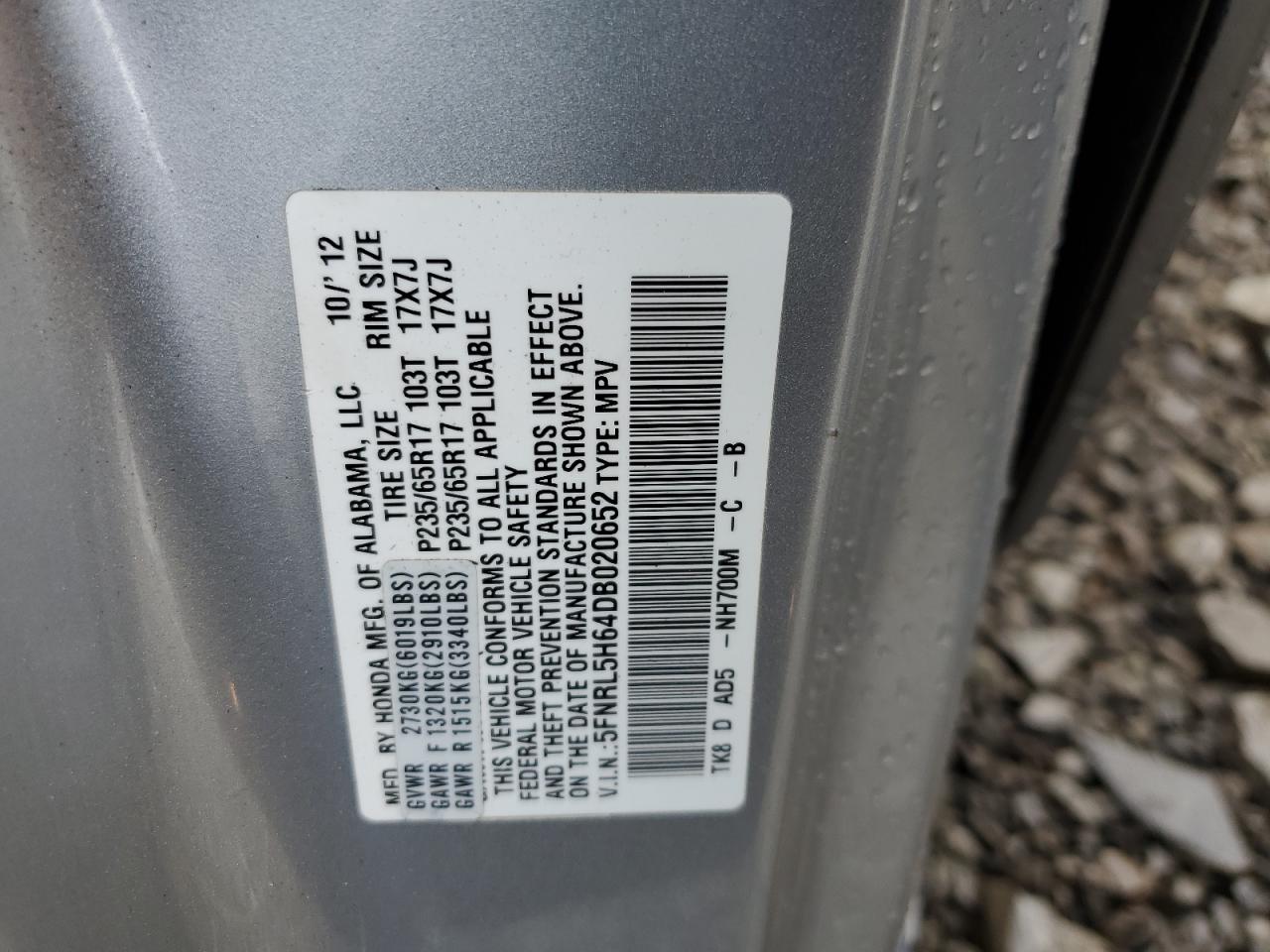 Lot #3222580720 2013 HONDA ODYSSEY EX