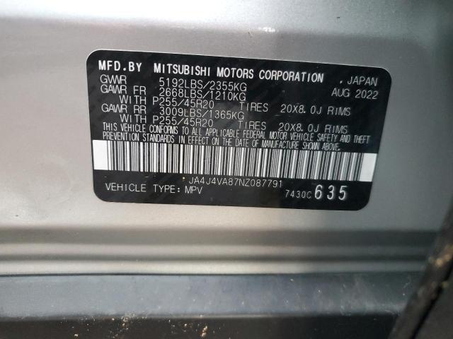2022 MITSUBISHI OUTLANDER SEL JA4J4VA87NZ087791