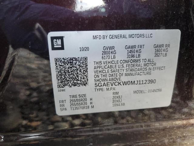 2021 BUICK ENCLAVE AV - 5GAEVCKW0MJ112390